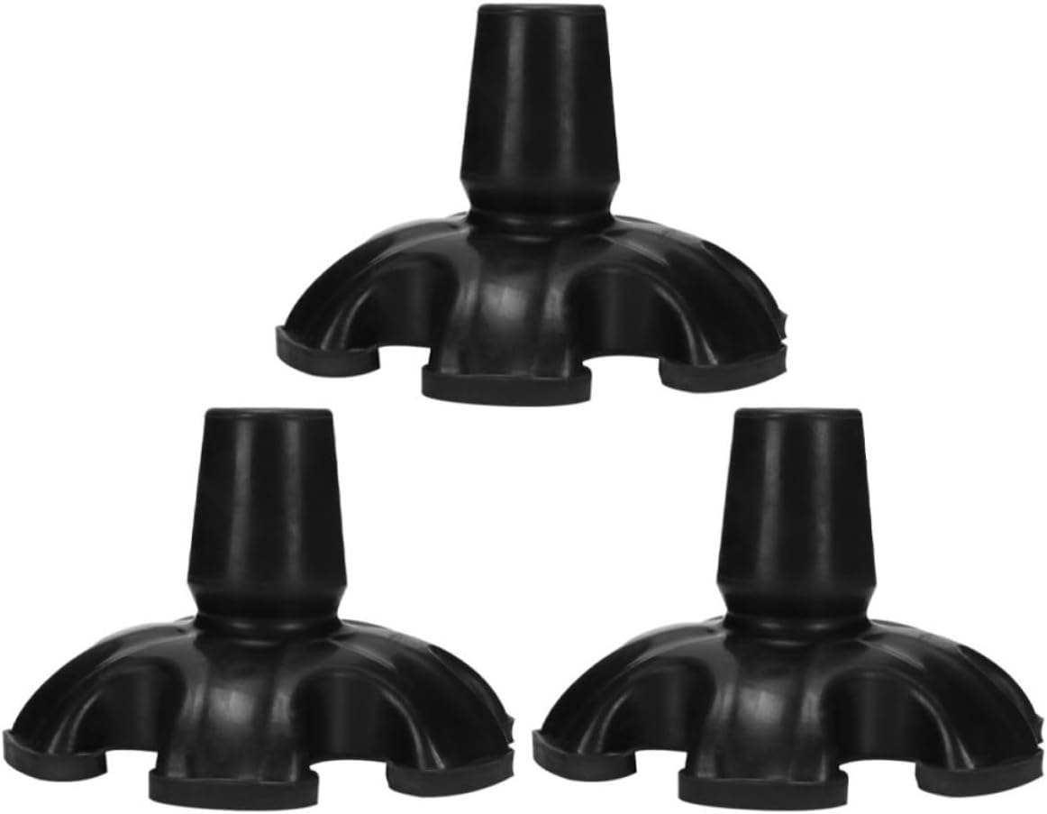 CALLARON 3pcs Rubber Cane Tips Non-Slip Replacement for Walking Sticks and Trekking Poles, Thickened Cushioning Feet Caps for Crutches, Sturdy Black Covers for Occasions
