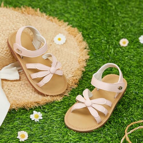 Image of Felix & Flora Toddler Girl Sandals - Flower Girl Dress Shoes Open Toe Little Kid Flats