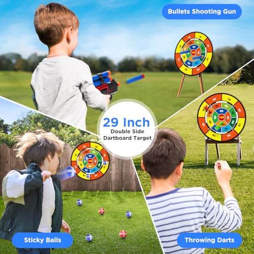 VATOS 2 Pack Arc et Flèche Jouet pour 3-12 Ans Garçons Filles, Jouet de Tir à l'arc Lumineux avec Coupe Suction Cible Debout & 29 in Dart Board, Jouets d'Activité d'Intérieur et d'Extérieur Cadeau – Image 5