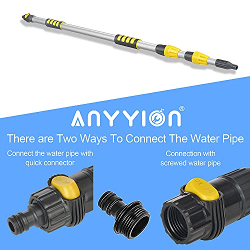 Anyyion 11 Foot Car Wash Brush, 11 Foot Telescopic Flow Through Car Washing Brush Soft Bristles Wash Car, Rv, Boat, Solar Panel, Deck, Floor | Bumper Prevents Scratch (11 Foot) (Black) #TOP4