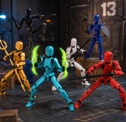 Image of DOOZLE T13 Action Figures, Assembly Completed 3D Printed Dummy Nova Titan Lucky 13 Figures, Multi-Jointed Movable Robot Toys for Display, Drawing & Desk Decor (6, Multicolor-6pcs)