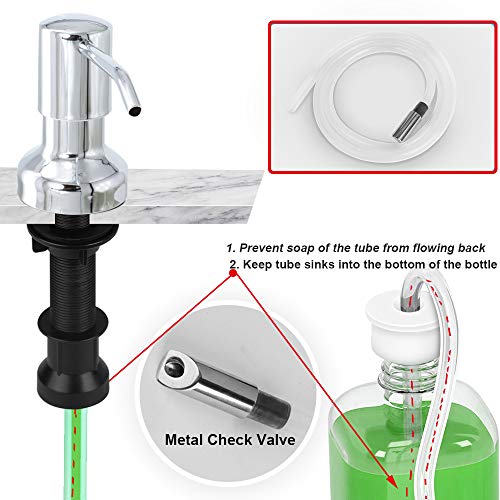 Soap Dispenser For Kitchen Sink Chrome With 41" Extension Tube Kit And 17 Oz Bottle, Stainless Under Sink Countertop Dish Soap Dispenser Pump With Collapsible Funnel #TOP4