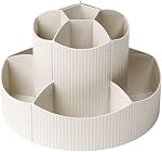 360° Rotating Pencil Holder, Desk Stationary Organizer Makeup Brush Holder with 11 Compartments, Desktop Pencil Cup Pot for Office, School, Home, Art Supply (White)