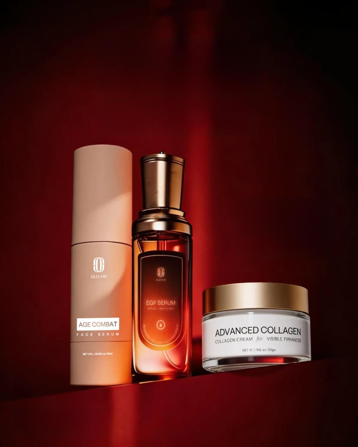 3-Step Anti-Aging Kit with EGF, Age Combat & Collagen Cream | Complete 3-step skincare routine designed for dry skin with serum, cream and facial treatment.-image-0