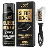 Eagle Suede Restorer Spray Black – Suede & Nubuck Color Restorer for Shoes, Boots & Jackets, Renew Spray to Restore Color, Revive Nap & Texture, Includes 3 Way Brush, 250mL