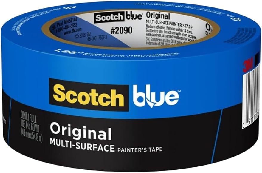 Original Multi-Surface Painters Tape, 2 Inch Wide (1.88 In. x 60 Yds), 1 Roll Blue Paint Tape Protects Surfaces & Removes Easily, Masking Tape for Indoor and Outdoor Use (2090-48NC)