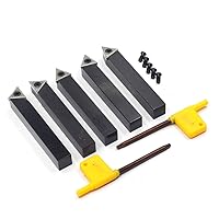 Vista 6 de OSCARBIDE 1/2 "Mini torno de carburo indexable portaherramientas de torneado 5 piezas/juego, herramientas de corte de torno de metal con insertos