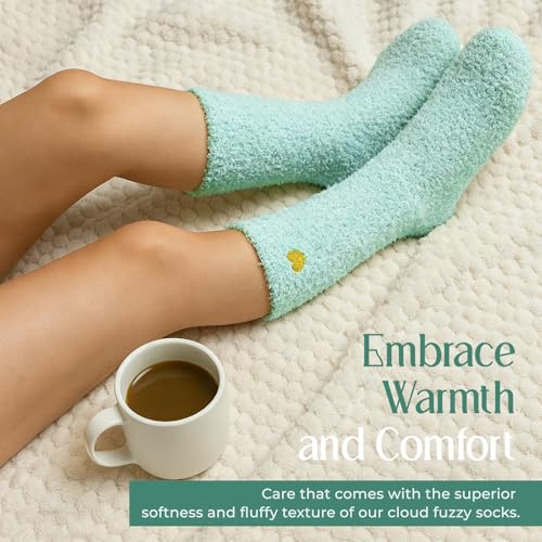 Image of American Trends Coral Fleece Cloud Fuzzy Socks Ultra-Soft Warm Sleep Socks Cozy Unisex Self-Care Gifts Boo Basket Stuffers