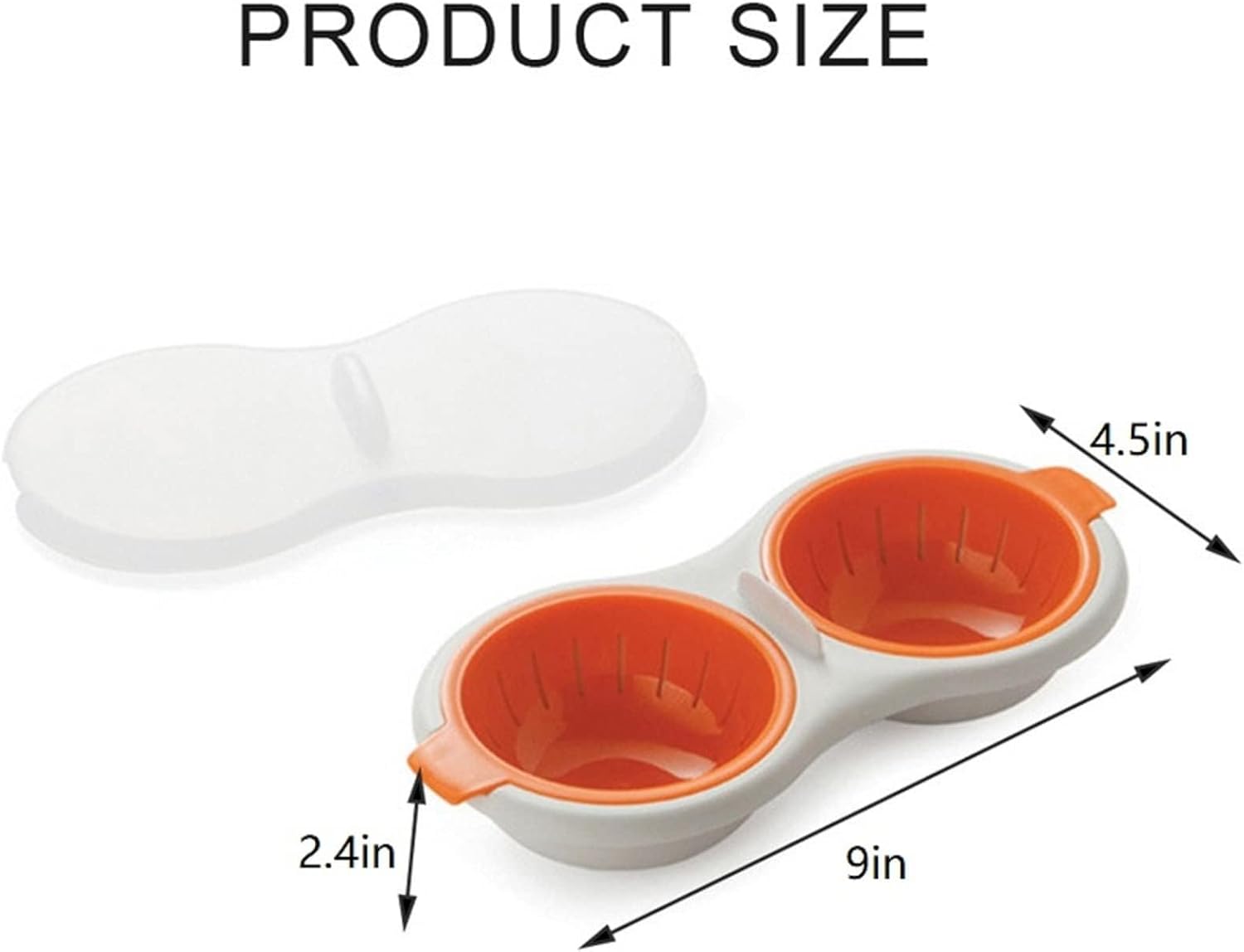 Double Egg Poacher for Microwave,2 Cavity Edible Silicone Drain Egg Boiler Set, Non Stick Egg Cooker Poached Egg Steamer,Orange