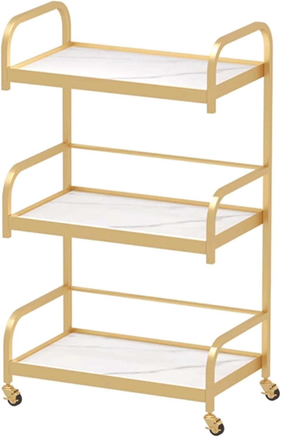 SSDDLZEQ Mobile Salon Station, Salon Cart Metal Salon Rolling Cart 3-tier Salon Trolley Storage Trays Trolley Cart With Casters For Beauty Storage Cart(Gold)