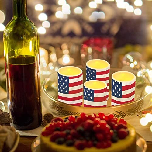 Image of American Flag Flameless Light Candles Battery Operated Candles with Color Changing Timer Remote Control 3'' 4'' 5'' 6'' Fake Pillar Candles Tealights