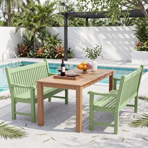 Image of Psilvam 2-Person Outdoor Bench with 700 Lbs Weight Capacity, Green