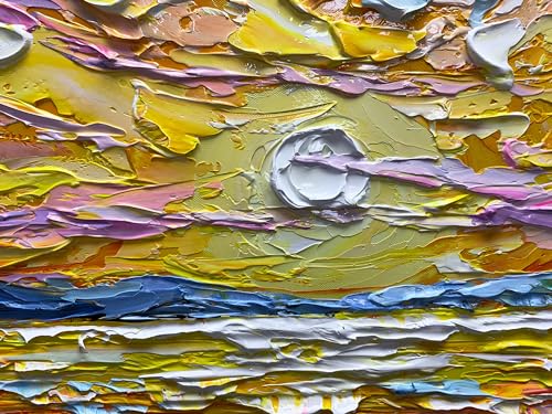 V-inspire Art,24x48 Inch 100% Hand Painted Modern Abstract Oil Paintings - The Brilliance of Sunrise - Acrylic Painted Canvas Wall Art Decor for Living room Bedroom Dining room Artwork for Home Walls