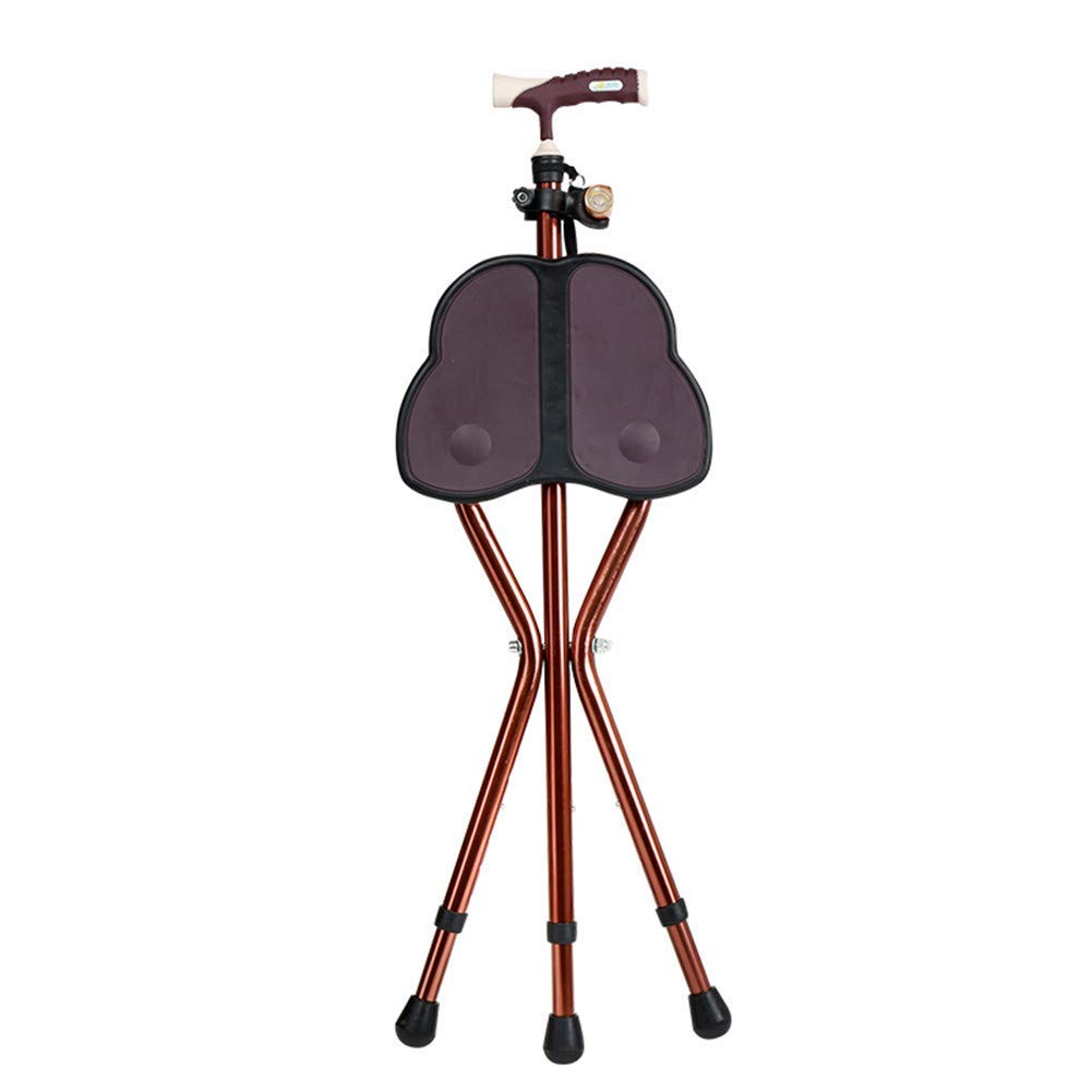 Asiento Plegable para bastón con luz LED para Personas Mayores, Descanso para Viajes al Aire Libre, bastón/muleta de aleación de Aluminio Altamente Ajustable