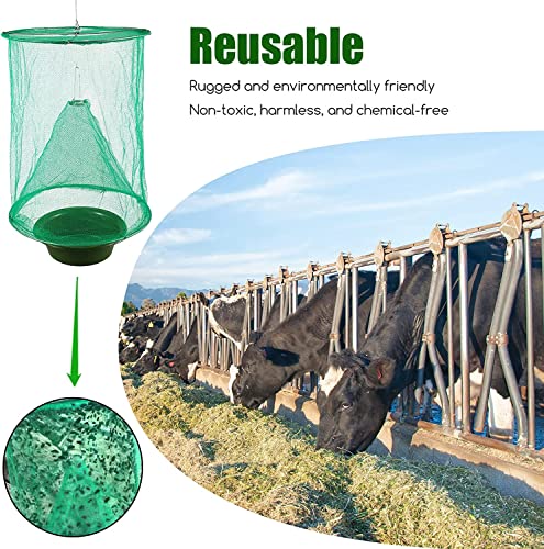 8 Pcs Fly Traps Outdoor Hanging Stable Pest Control Fly Trap With Bait Tray, Reusable Horse Fly Killer Fly Catcher Cage For Ranch Garden Orchard Home Farm Park (Green) #TOP4
