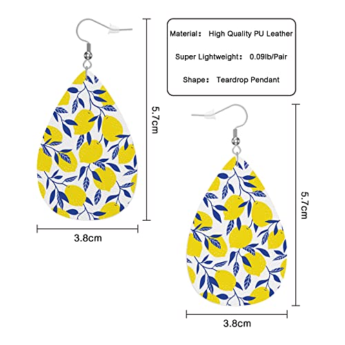 Yellow Lemon Fashion Leather Teardrop Ear Rings Tropical Fruit Nature Lemon Leather Leaf Earrings Jewelry For Women Friends2