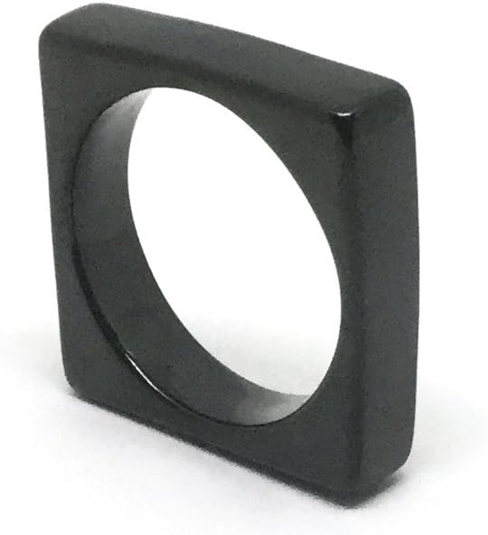 Karana Stainless Steel Classic Square Ring - Black