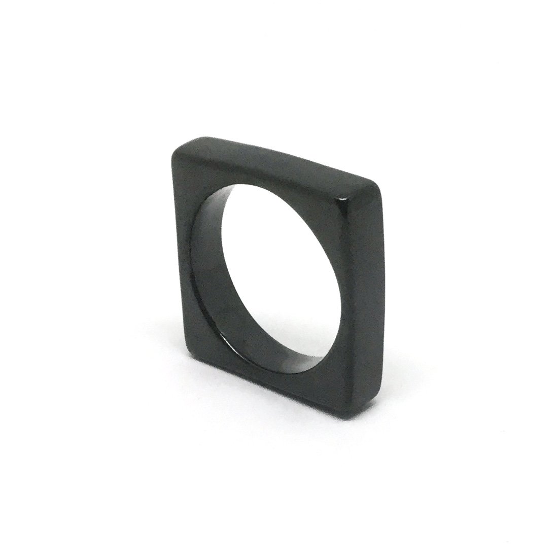 Karana Stainless Steel Classic Square Ring - Black