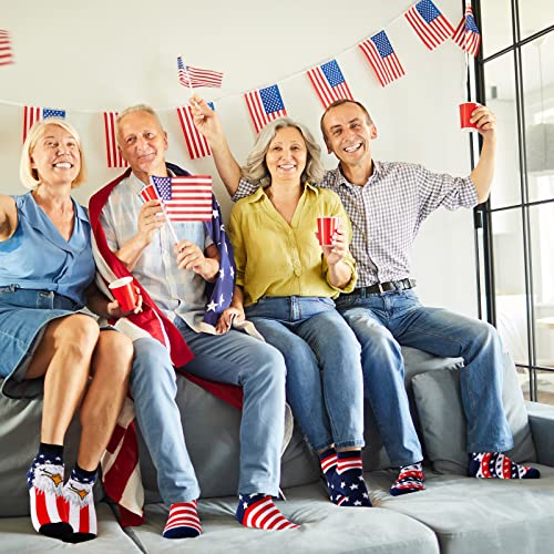 Image of Roshtia 8 Pairs American Flag Sock for Women Red White Blue Patriotic Socks | USA Stars Striped Ankle, 4th of July Independence Day Birthday Gifts for for Women Men Adults, Friend, 250th Anniversary