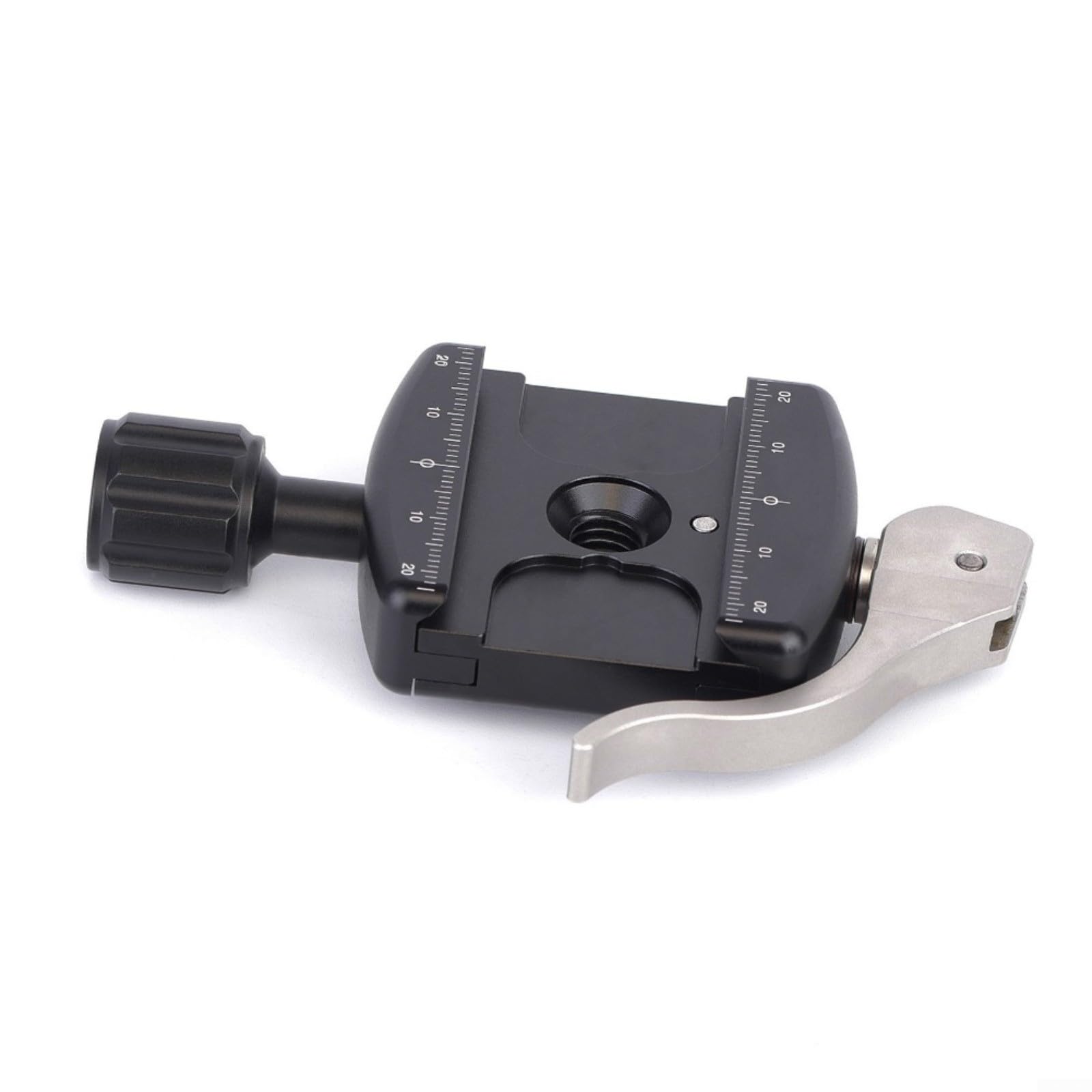 Abrazadera de cambio rápido para RRS de 50 mm, ajustable para arca para swiss, placa de sujeción de aleación de aluminio, placa base compacta de 8 x 8 x 4 cm, color negro, para trípode de viaje y