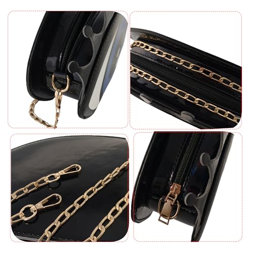 Women's Small Clearance Evil Eye Shaped Vegan Leather Crossbody Purse Bag with Chain & Zipper3