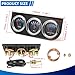 MH 2inch 52mm Triple Gauge Set, Oil Pressure Gauge Water Temp Temperature Ammeter AMP Car Auto 3 Gauges Cluster Set kit