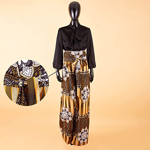 African Pants for Women Ankara Print Long Pants with Sashes High Waist Plus Size2