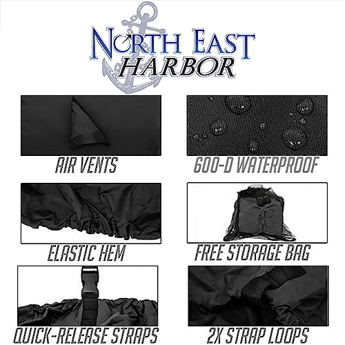North East Harbor Black Trailerable PWC Personal Watercraft Cover Covers Fits 2-3 Seat Or 139"-145" Length for Waverunner, Sea Doo, Jet Ski, Polaris, Yamaha, Kawasaki Covers (P2B145-BLK)