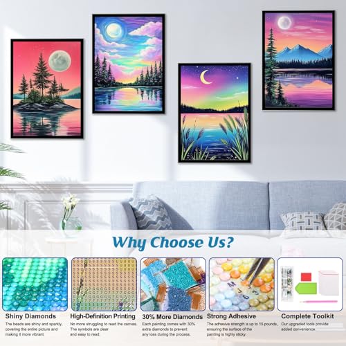 Bowetile 4 Pack DIY Landscape Diamond Painting - Image 3