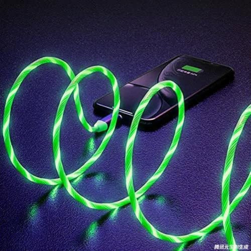 Image of USB A to USB C Fast Charging Cable with LED Light, High-Speed Data Sync & Night Light for Smartphones, Tablets & Type-C Devices-39 inches Green