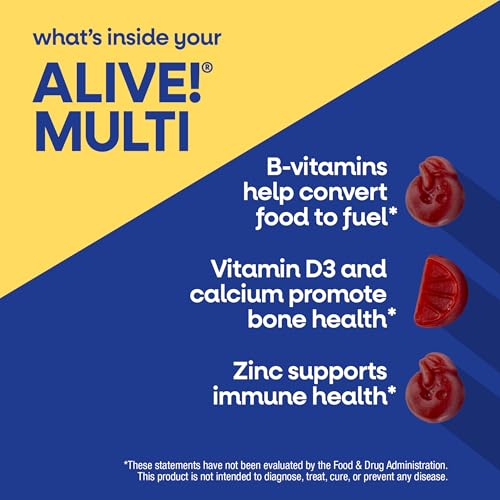 Nature's Way Alive! Men’s Multivitamin Gummy, Vitamin A, C, D3, Zinc,150 ct | Daily Vitamin Gummies for Men, Supports Cellular Energy Metabolism, Immune Health, Muscle Function*, Vegetarian
