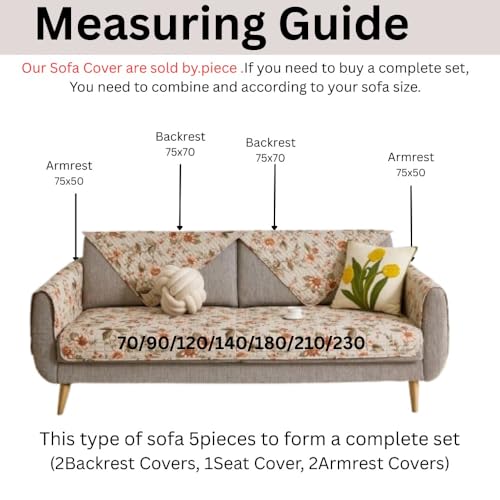 Image of HOMETHREADS Anti-Skid Sofa Protector Mat: Premium Printed Cotton Slipcover with Strong PVC Non-Slip Backing, (White Green, 2 Seater | 140x75cm)