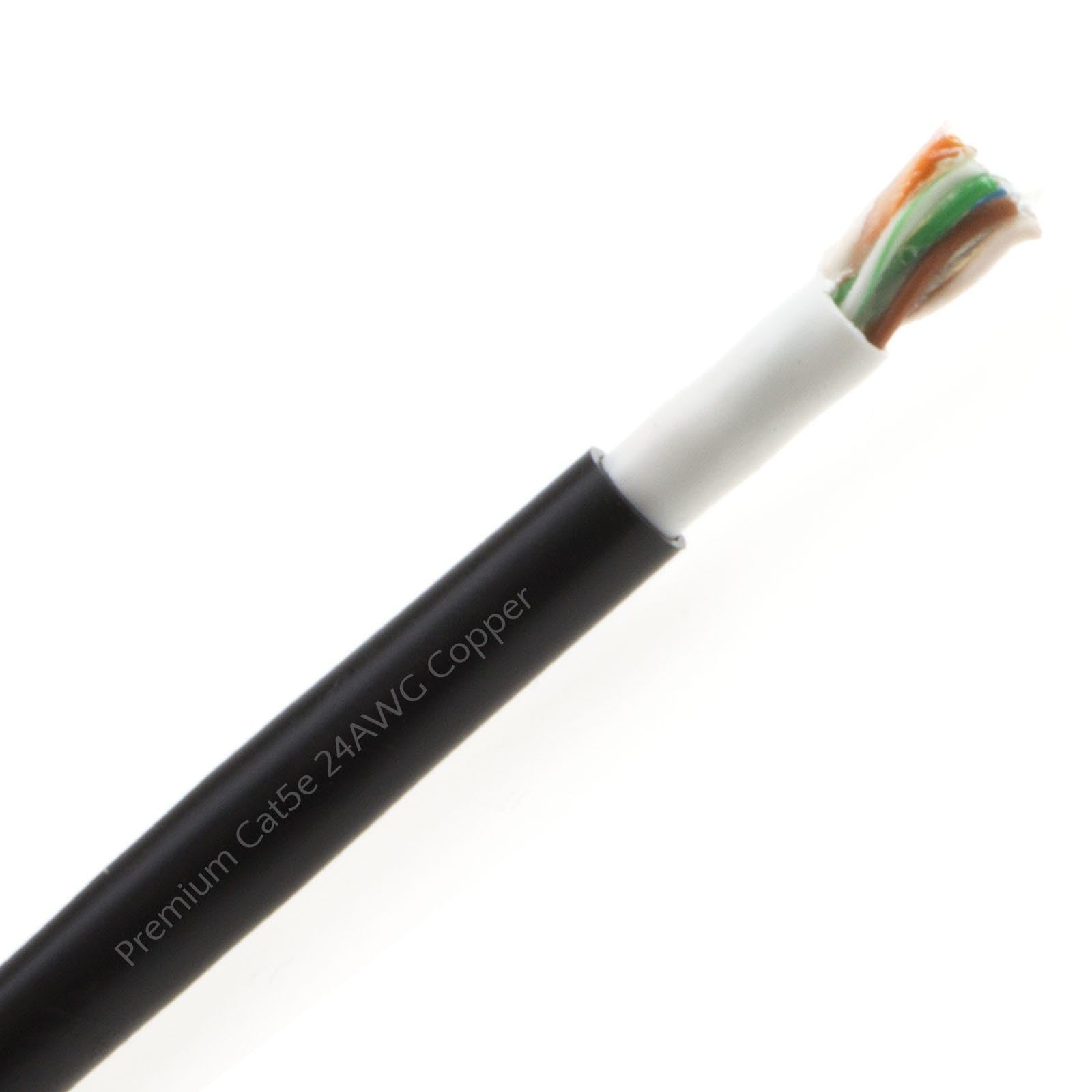 Premium External CAT5e Outdoor Copper Ethernet Network Cable Reel with Gel 50m/100m 100m Nero