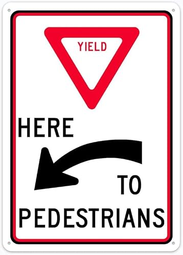 8"x12" Aluminum Metal Sign - Here To Pedestrians With Left Arrow - Indoor & Outdoor Use For Home, Office, Work
