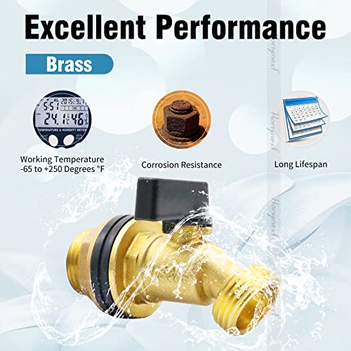 Horiznext Rain Barrel Spigot, Brass 55 Gallon Water Tank Faucet, Bulkhead Valve For Outdoor Plastic Bucket Rainwater Drum Gal Container Downspout Collector In Garden, 1 Inch O.d. Inlet & Ght3/4 Outlet #TOP4