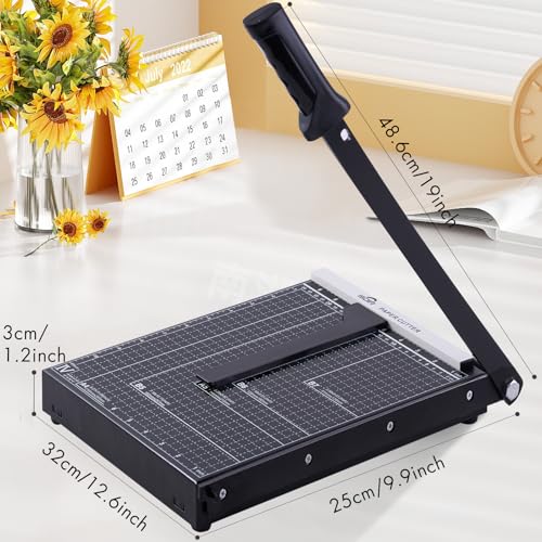 ISDIR 12” Heavy Duty Metal Paper Cutter - 15 Sheet High Capacity Guillotine Trimmer with Blade Safety Lock & Magnetic Guide, Professional Craft Cutter for Cardstock, Photos, DIY & Office by ISDIR - Image 2