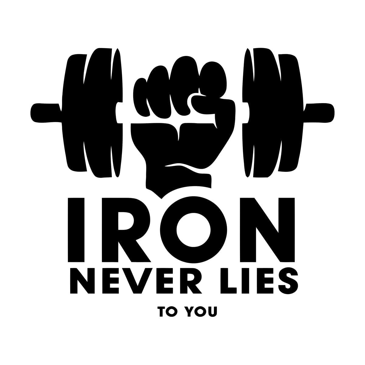 Lzhouting Wall Stickers 2083 Studio Decorative Stickers Iron Never Lies To You Quote Wall Sticker Muscle Strength Dumbbell Design Vinyl Decal Large - 57X64cm