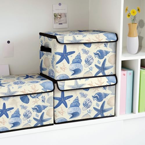 Image of Stackable Clothes Storage Bins with Lids 3 Pack. | Closet Organizers Fabric Cat Printing Box for Home and Office,Blanket Clothes Organizers,Under Bed Storage Containers