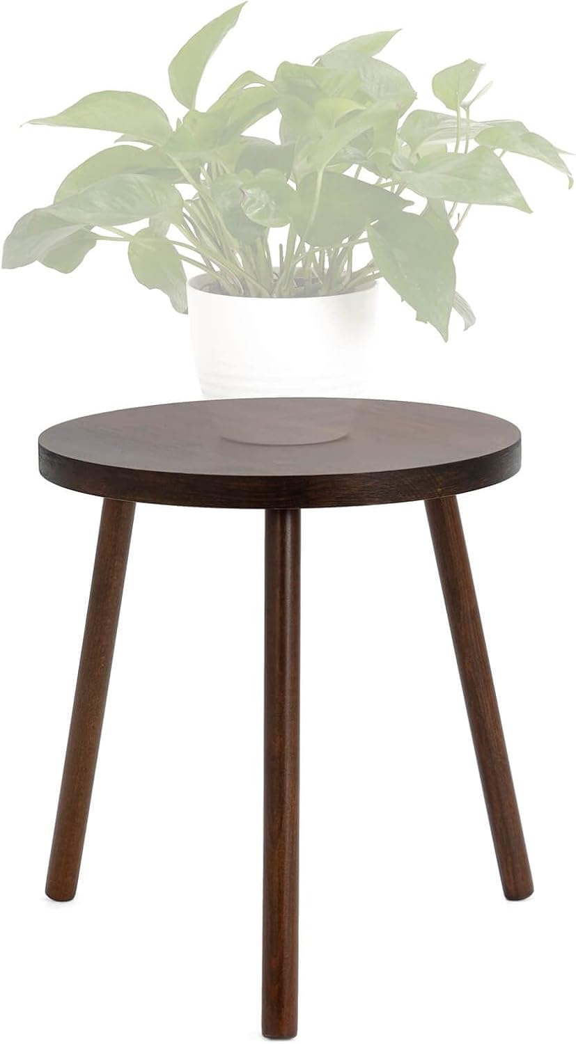 TIMEYARD Indoor Plant Stand, Mid Century Wood Plant Stand Modern Plant Table, 13.5" Tall Plant Holder for Flower Pots, Small Round Side Table, End Table