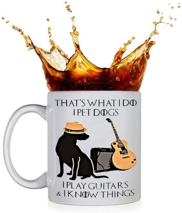 Miniatura 9 de Generic Funny Coffee Mug That is what I do I pet dogs I play Guitars and I know things, regalo único de cumpleaños para mamá, papá, novio, novia,