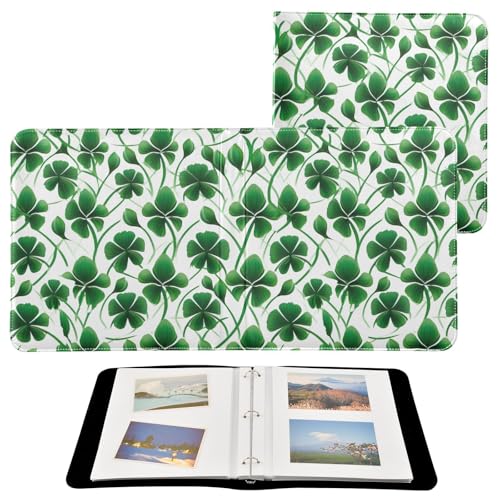 Álbum de fotos DIY con cubierta de cuero sintético verde shamrock para familia, autoadhesivo, 8x10 pulgadas, 40 páginas, libro de fotos con anillas para parejas, aniversario, boda y viajes miniatura 2