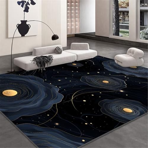 Tapis noir et bleu 90x150cm pour bureau ado garçon