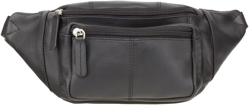 Visconti Classic Waist Pack/Pouch/Fanny Pak/Bumbag made of Genuine Quality Leather (Black)