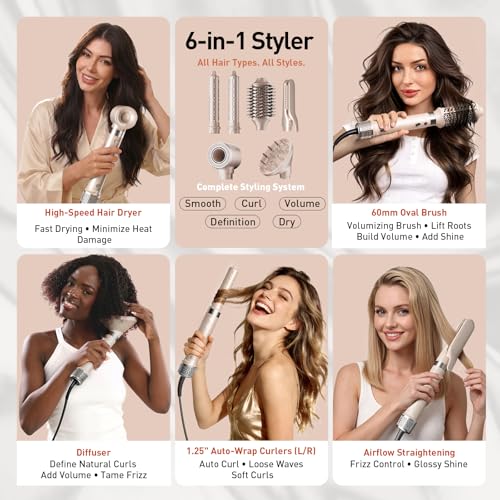 Image of Mythsight StyleVibe 6-in-1 Air Styler with Hair Dryer & Auto-Wrap Curlers
