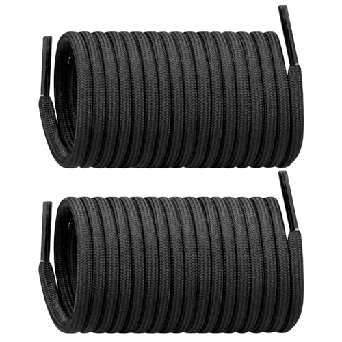 Endoto Shoelaces for Marten Boots Round Shoe Laces Replacement Shoes Strings(Color:Black,Size:60Inch)