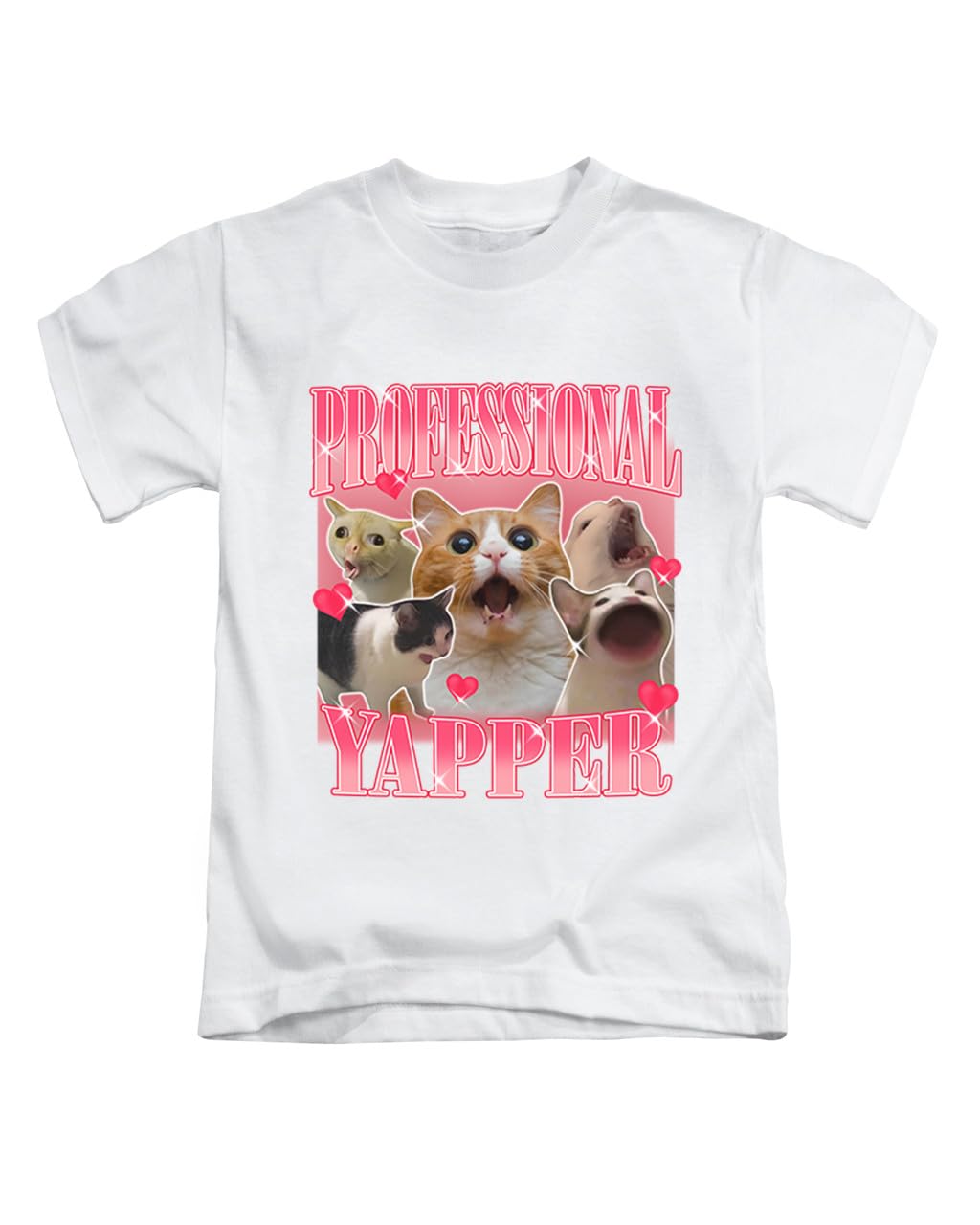 New Spirit Original Unisex White Cat Professional Yapper Meme Novelty Iconic Funny Humour Joke Cats Tee T-Shirt Funny T Shirt Top