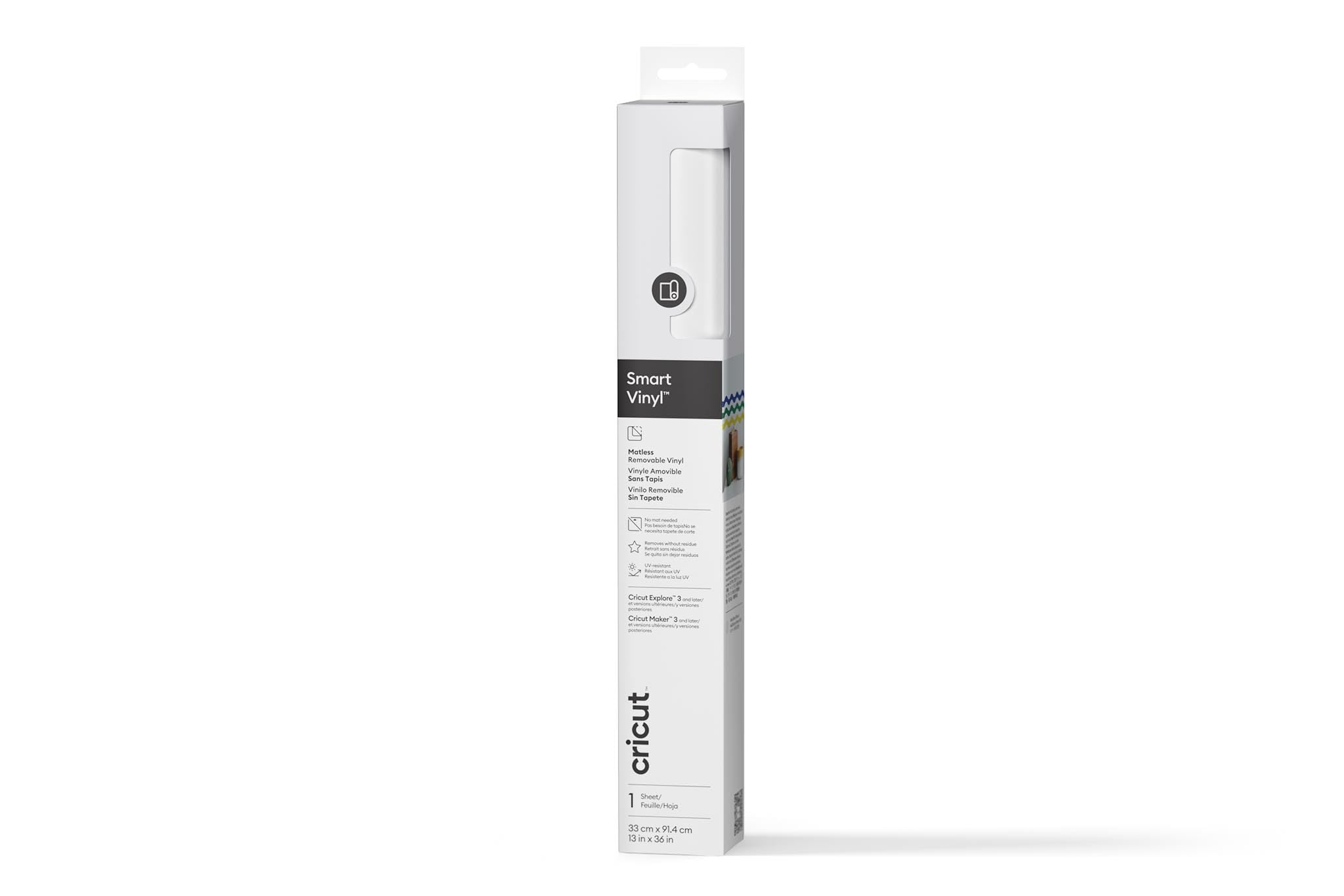 Cricut Smart Removable Vinyl, White, 33cm x 91.4cm, Ideal for Personalised Decals, Labels & DIY Crafts, removes Without Residue, for All Cricut Cutting Machines