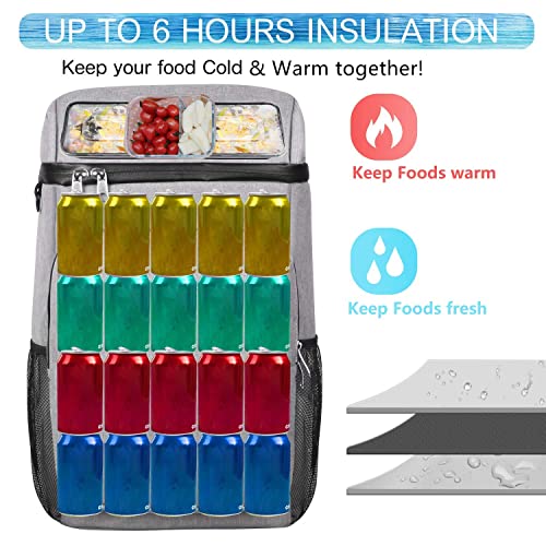 49 Cans Insulated Cooler Backpack, Leakproof Spacious Lightweight Soft Cooler Bag Backpack Cooler With Double Deck For Men Women To Work Beach Picnic Travel Trips, Grey #TOP2