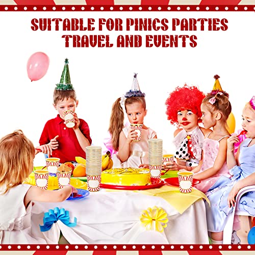 100 Pcs Circus Party Supplies Circus Cups Carnival Party Paper Cups Carnival Disposable Party Cups Red And White Stripes Cups For Dinner Picnic Juice Coffee Milk Carnival Birthday Party Supplies, 9 Oz #TOP3