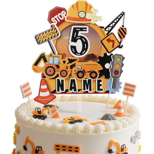 Coucoland Construction Personalized Cake Topper - 3D Dump Truck Crane